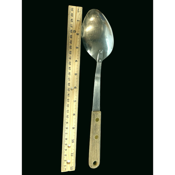Robinson USA Stainless Steel USA Wood Handle Solid Serving Spoon Kitchen Tool - Picture 8 of 12